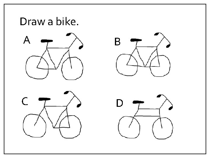 Draw a bike. A B C D 