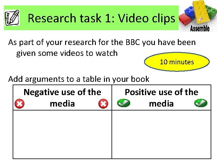Research task 1: Video clips As part of your research for the BBC you Research task 1: Video clips As part of your research for the BBC you