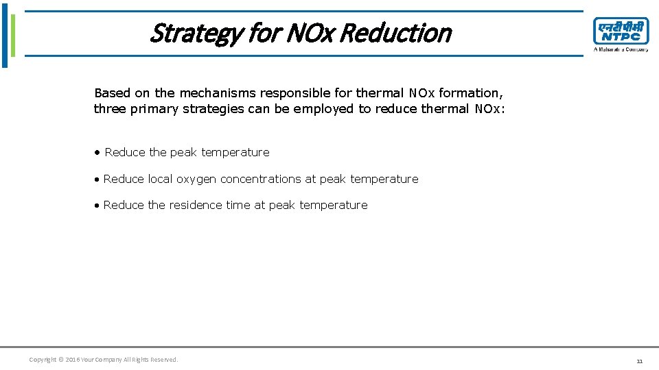 Click tofor edit Master title style Strategy NOx Reduction Based on the mechanisms responsible