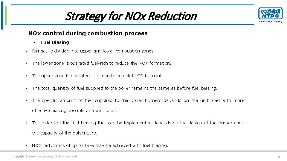 Click tofor edit Master title style Strategy NOx Reduction NOx control during combustion process