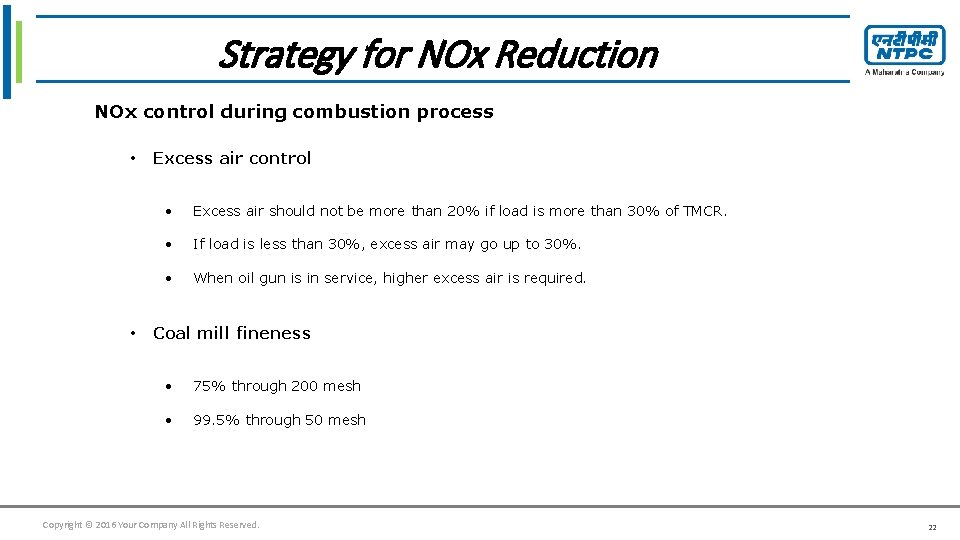 Click tofor edit Master title style Strategy NOx Reduction NOx control during combustion process