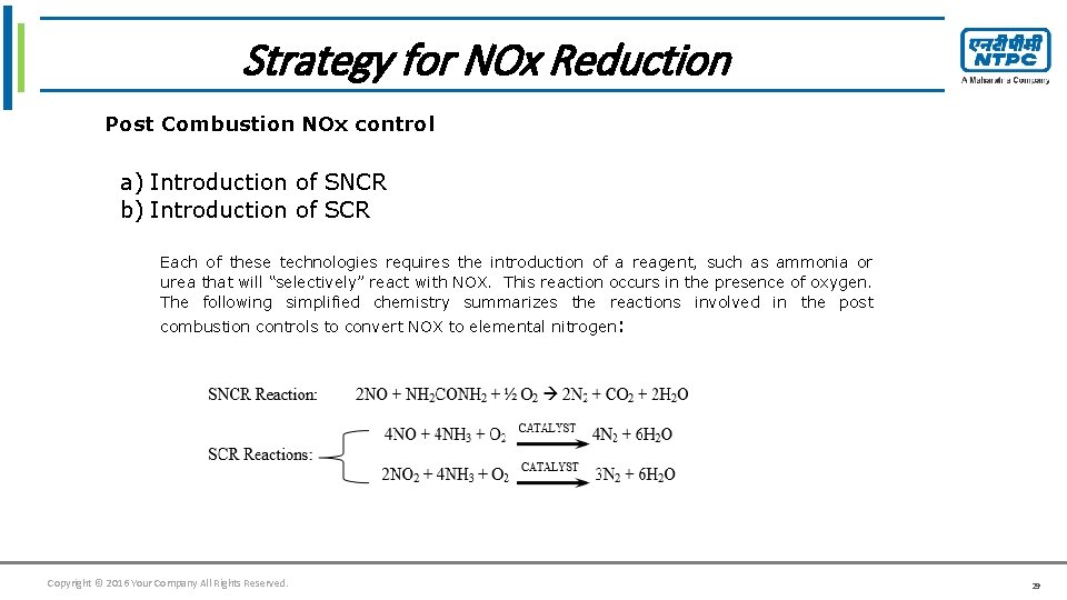 Click tofor edit Master title style Strategy NOx Reduction Post Combustion NOx control a)