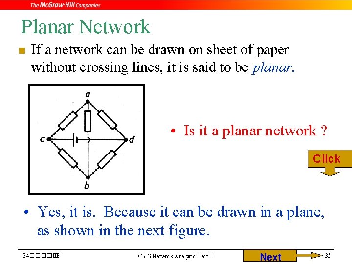 Planar Network n If a network can be drawn on sheet of paper without