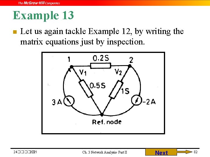 Example 13 n Let us again tackle Example 12, by writing the matrix equations