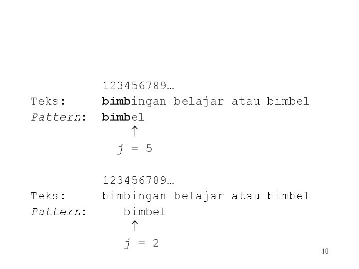 Teks: Pattern: 123456789… bimbingan belajar atau bimbel j = 5 123456789… bimbingan belajar atau