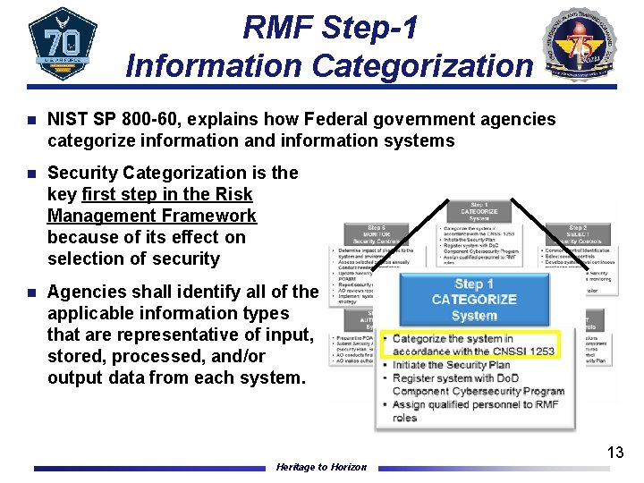 RMF Step-1 Information Categorization n NIST SP 800 -60, explains how Federal government agencies