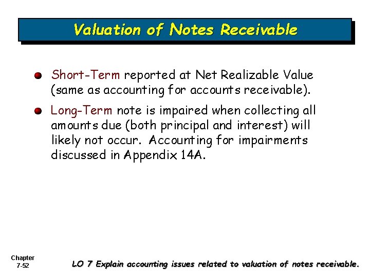 Valuation of Notes Receivable Short-Term reported at Net Realizable Value (same as accounting for Valuation of Notes Receivable Short-Term reported at Net Realizable Value (same as accounting for