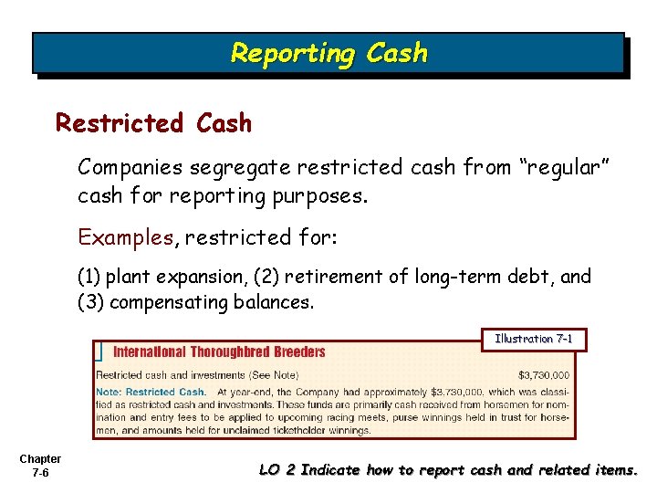 Reporting Cash Restricted Cash Companies segregate restricted cash from “regular” cash for reporting purposes. Reporting Cash Restricted Cash Companies segregate restricted cash from “regular” cash for reporting purposes.