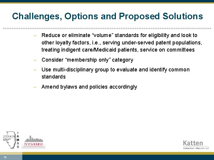 Challenges, Options and Proposed Solutions - Reduce or eliminate “volume” standards for eligibility and
