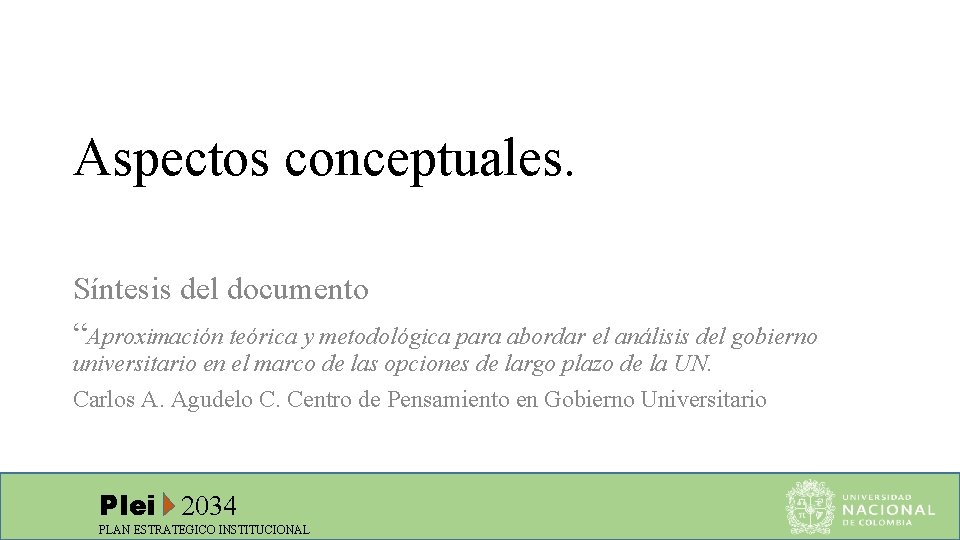 Aspectos conceptuales. Síntesis del documento “Aproximación teórica y metodológica para abordar el análisis del