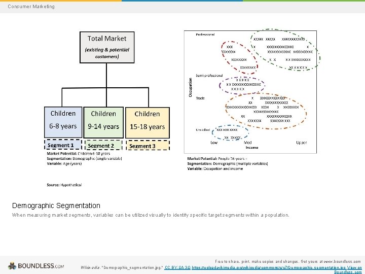 Consumer Marketing Demographic Segmentation When measuring market segments, variables can be utilized visually to