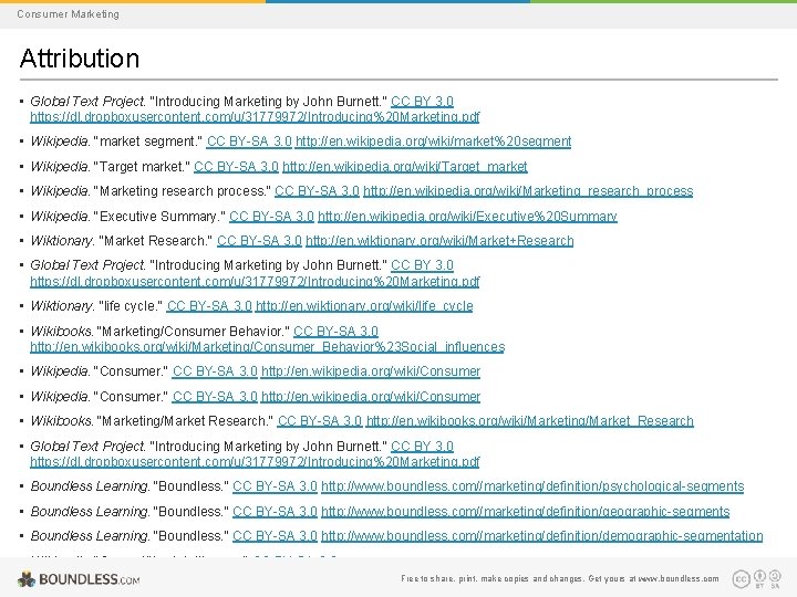 Consumer Marketing Attribution • Global Text Project. "Introducing Marketing by John Burnett. " CC