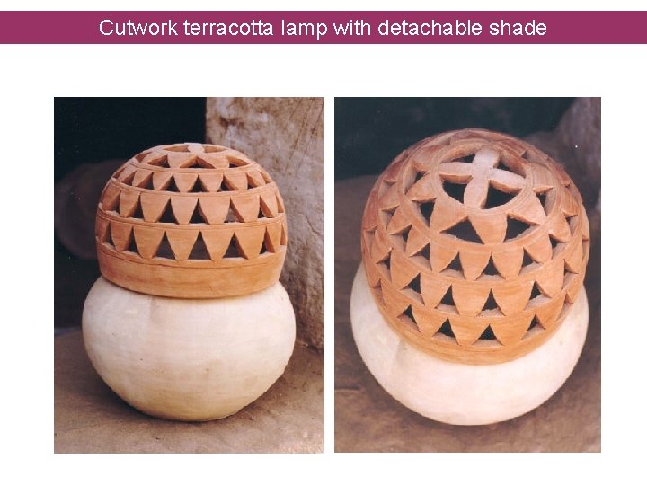 Cutwork terracotta lamp with detachable shade 