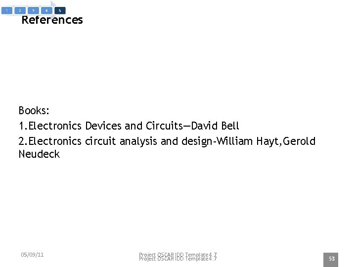 References Books: 1. Electronics Devices and Circuits—David Bell 2. Electronics circuit analysis and design-William