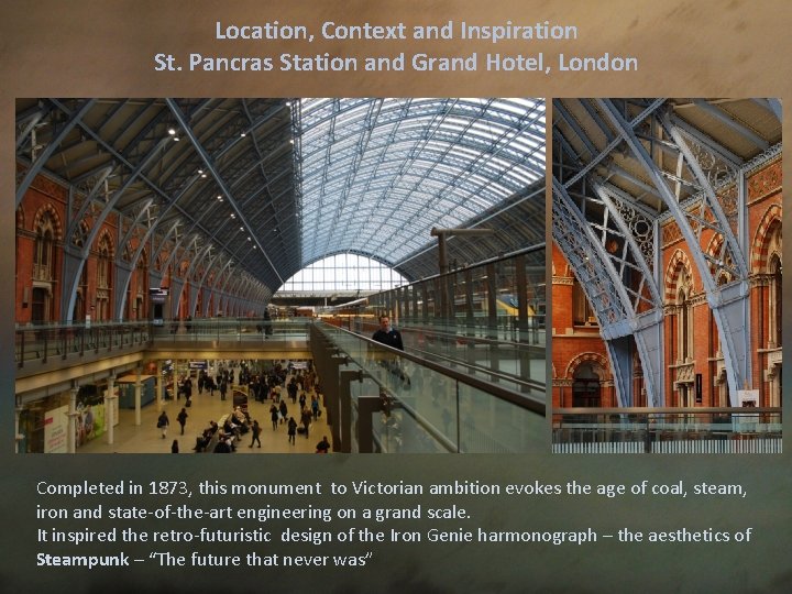 Location, Context and Inspiration St. Pancras Station and Grand Hotel, London Completed in 1873,