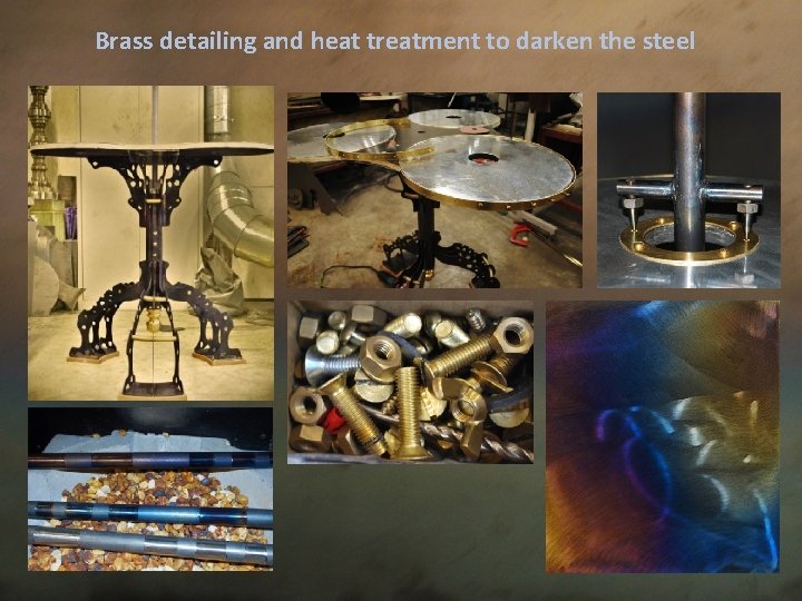 Brass detailing and heat treatment to darken the steel 
