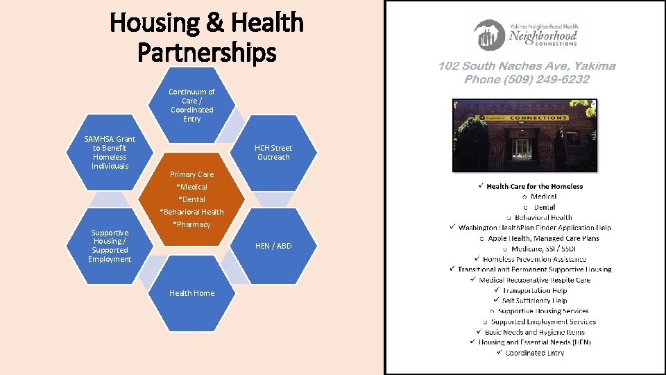 Housing & Health Partnerships Continuum of Care / Coordinated Entry SAMHSA Grant to Benefit