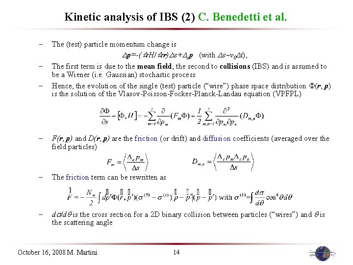 Kinetic analysis of IBS (2) C. Benedetti et al. – – – The (test)