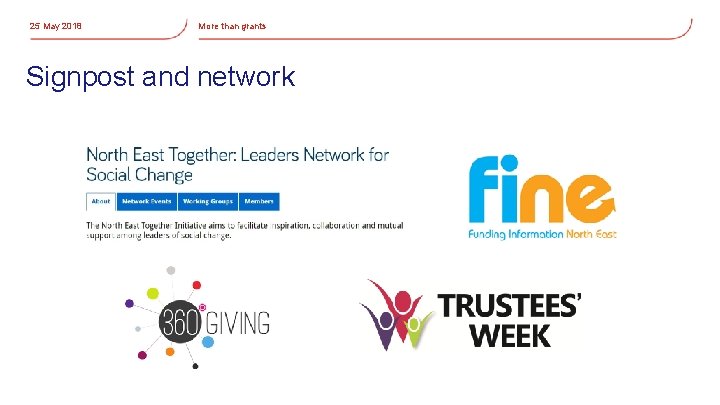 25 May 2018 More than grants Signpost and network 