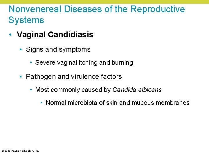 Nonvenereal Diseases of the Reproductive Systems • Vaginal Candidiasis • Signs and symptoms •