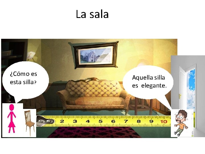 La sala ¿Cómo es esta silla? Aquella silla es elegante. 