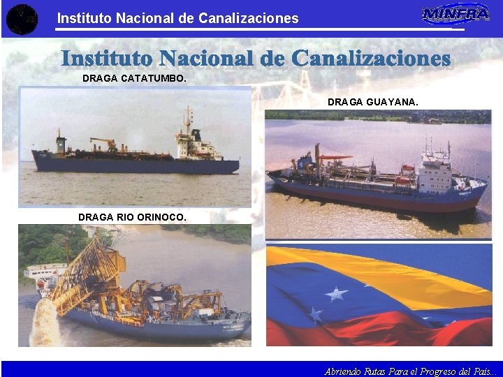 Instituto Nacional de Canalizaciones DRAGA CATATUMBO. DRAGA GUAYANA. DRAGA RIO ORINOCO. Abriendo Rutas Para