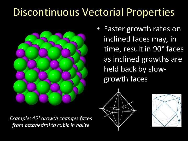 Discontinuous Vectorial Properties • Faster growth rates on inclined faces may, in time, result