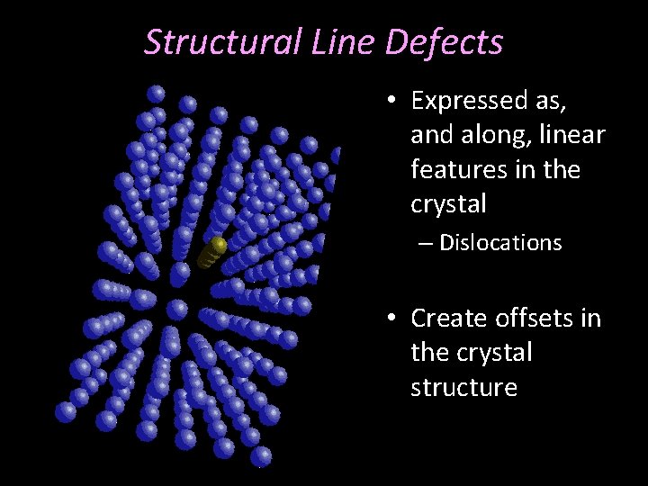 Structural Line Defects • Expressed as, and along, linear features in the crystal –