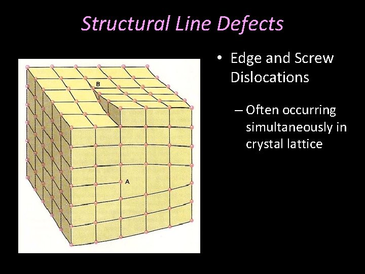 Structural Line Defects • Edge and Screw Dislocations – Often occurring simultaneously in crystal