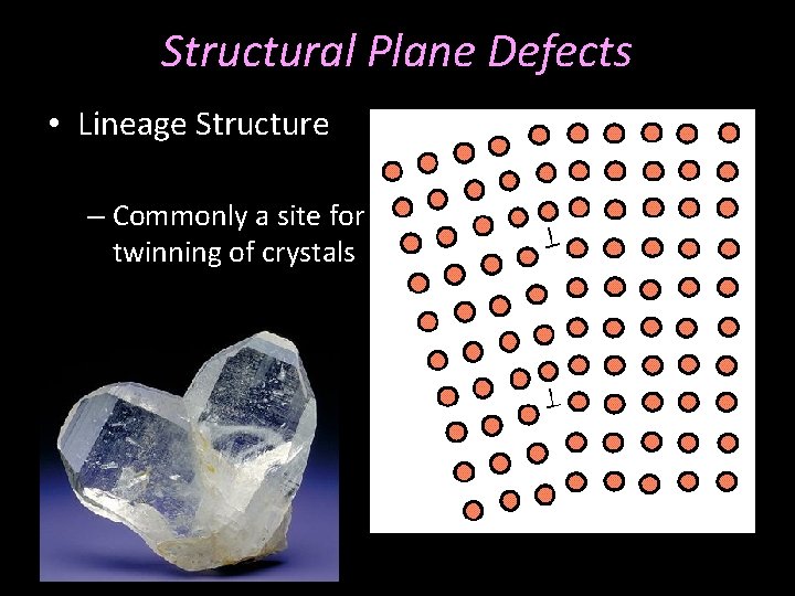 Structural Plane Defects • Lineage Structure – Commonly a site for twinning of crystals