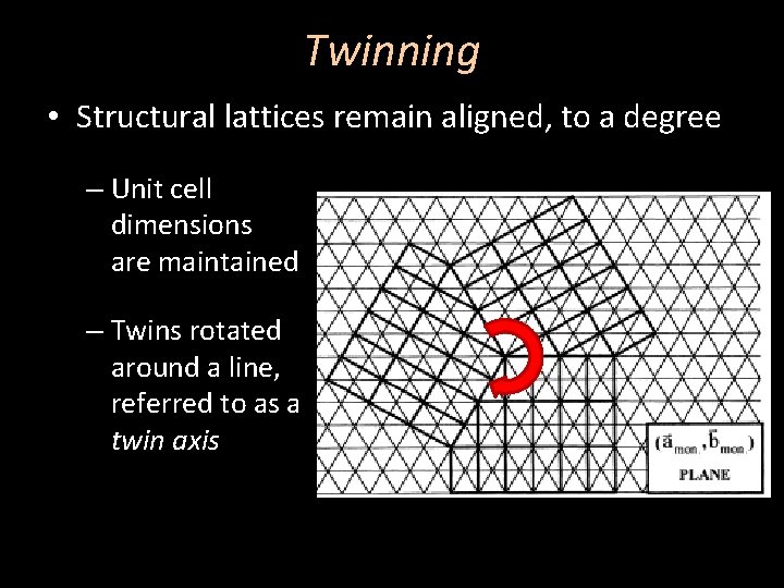 Twinning • Structural lattices remain aligned, to a degree – Unit cell dimensions are