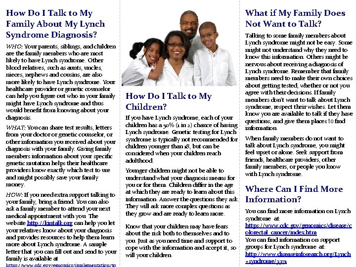 How Do I Talk to My Family About My Lynch Syndrome Diagnosis? WHO: Your