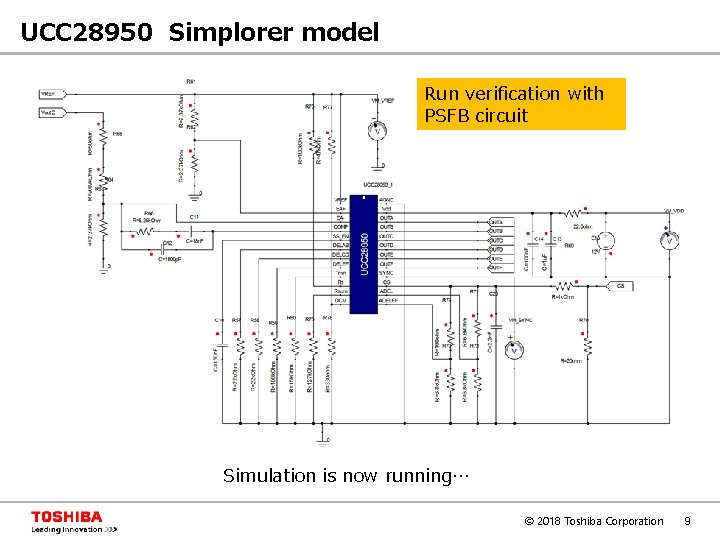 UCC 28950　Simplorer model Run verification with PSFB circuit Simulation is now running… © 2018