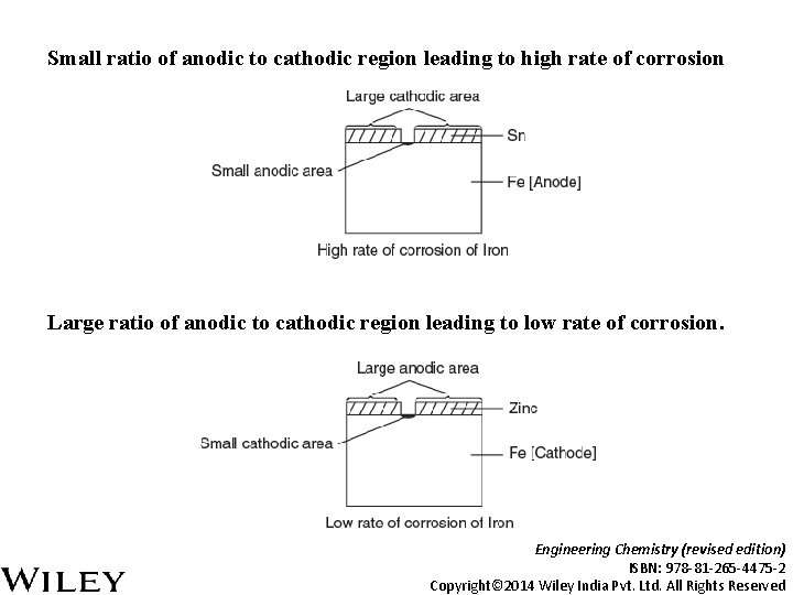 Small ratio of anodic to cathodic region leading to high rate of corrosion Large