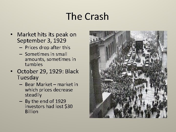 The Causes of the Great Depression Speculative Boom