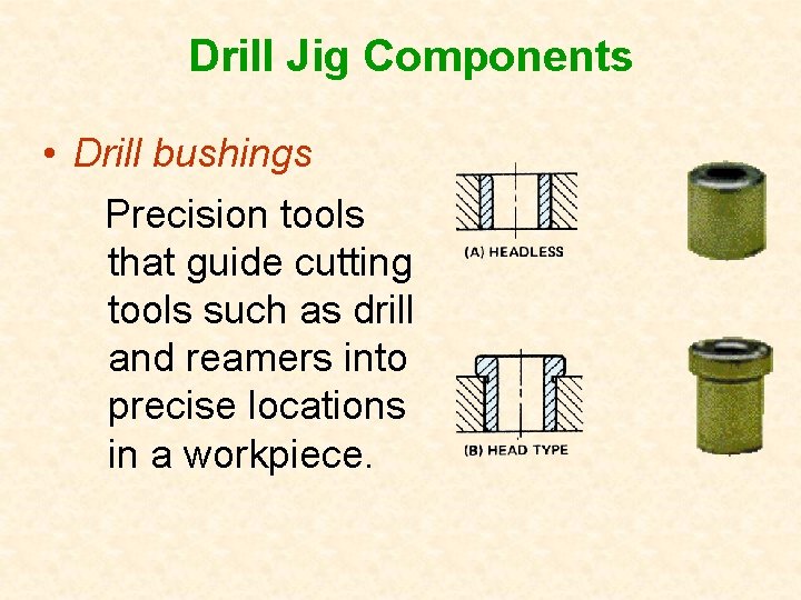 Drill Jig Components • Drill bushings Precision tools that guide cutting tools such as Drill Jig Components • Drill bushings Precision tools that guide cutting tools such as
