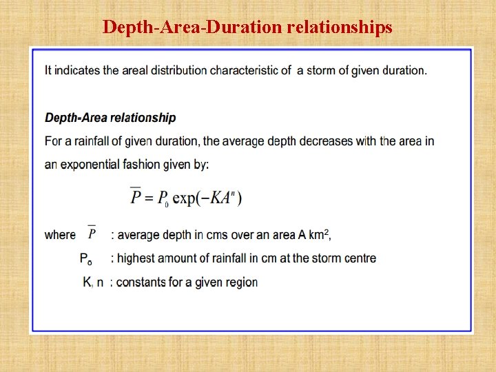 Depth-Area-Duration relationships 