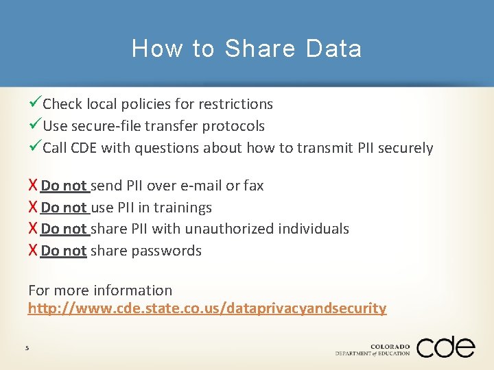 How to Share Data üCheck local policies for restrictions üUse secure-file transfer protocols üCall