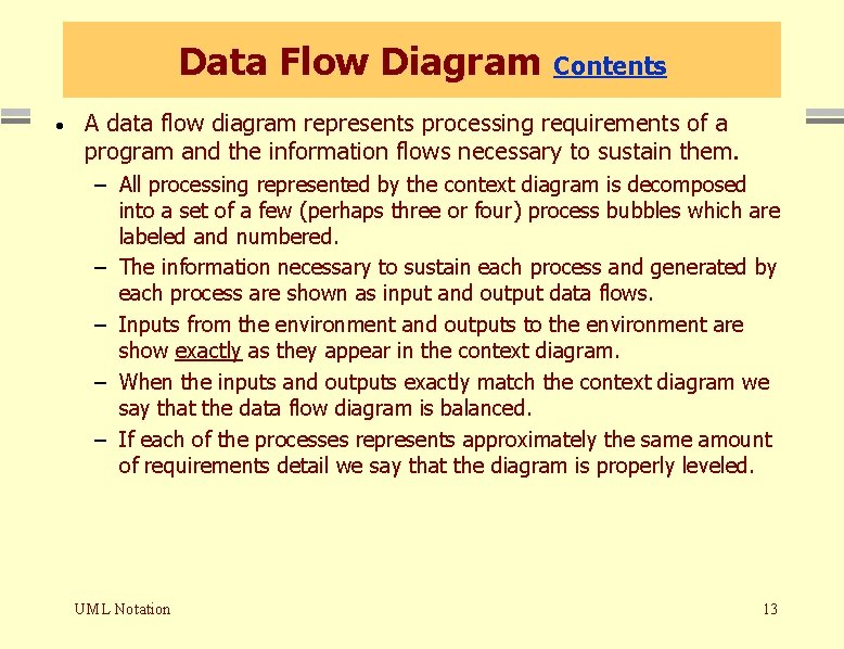Data Flow Diagram · Contents A data flow diagram represents processing requirements of a Data Flow Diagram · Contents A data flow diagram represents processing requirements of a
