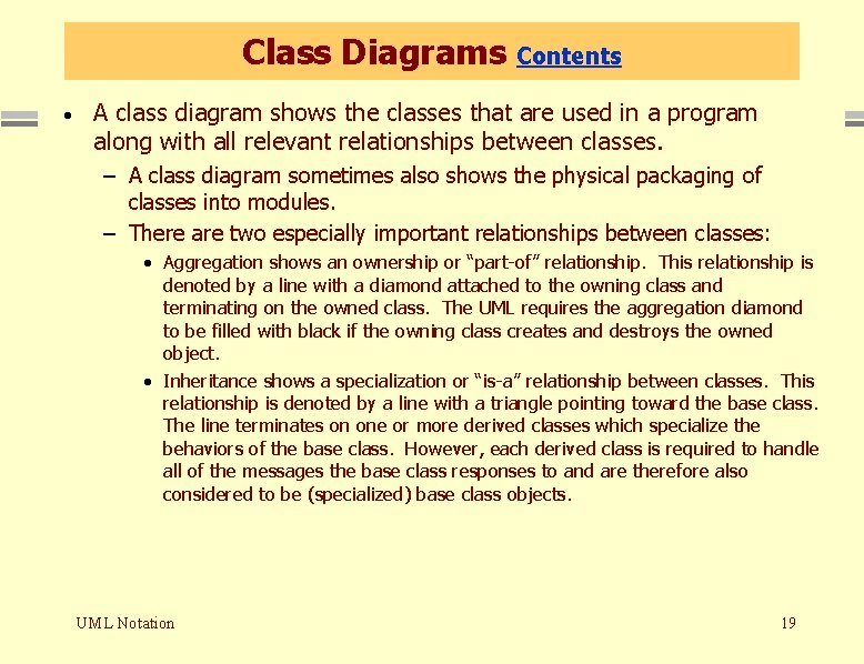 Class Diagrams · Contents A class diagram shows the classes that are used in Class Diagrams · Contents A class diagram shows the classes that are used in