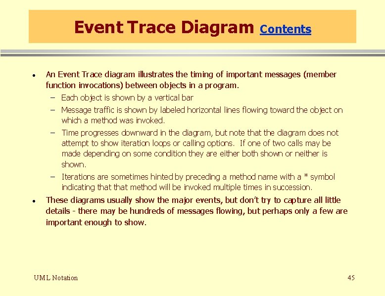 Event Trace Diagram · Contents An Event Trace diagram illustrates the timing of important Event Trace Diagram · Contents An Event Trace diagram illustrates the timing of important