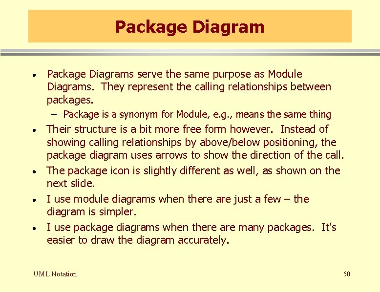 Package Diagram · Package Diagrams serve the same purpose as Module Diagrams. They represent Package Diagram · Package Diagrams serve the same purpose as Module Diagrams. They represent