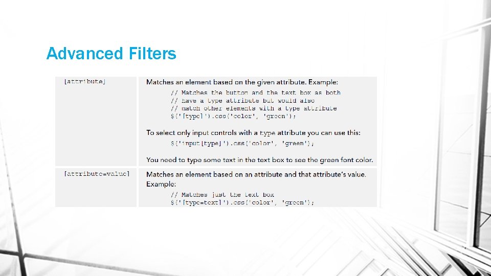 Advanced Filters Advanced Filters