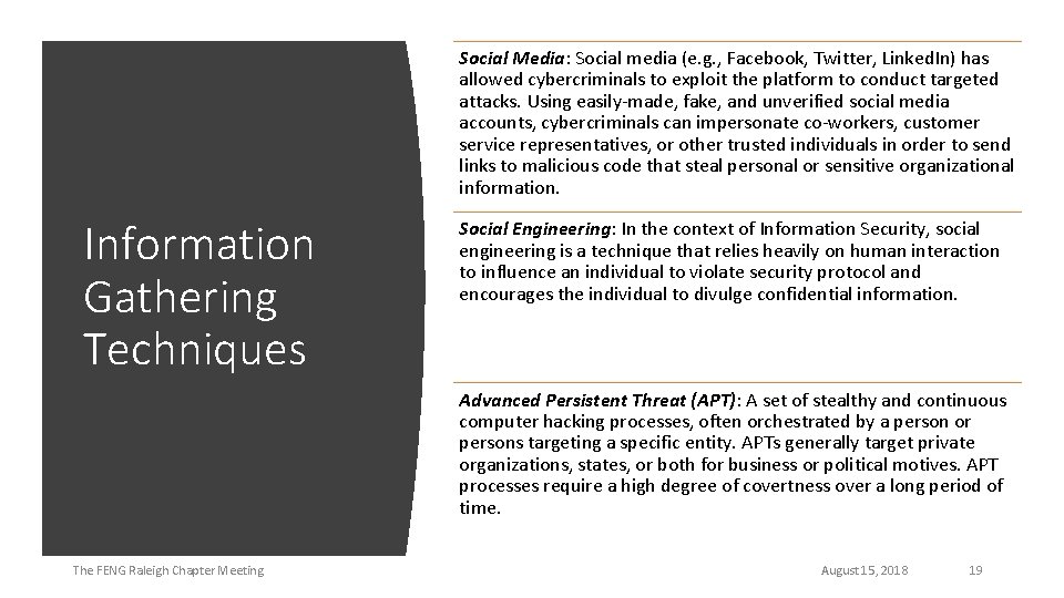 Social Media: Social media (e. g. , Facebook, Twitter, Linked. In) has allowed cybercriminals