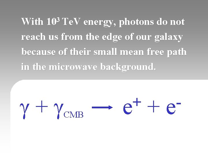 With 103 Te. V energy, photons do not reach us from the edge of