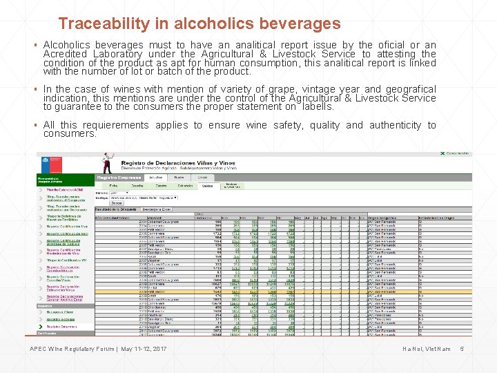 Traceability in alcoholics beverages ▪ Alcoholics beverages must to have an analitical report issue