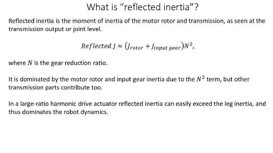 What is “reflected inertia”? 