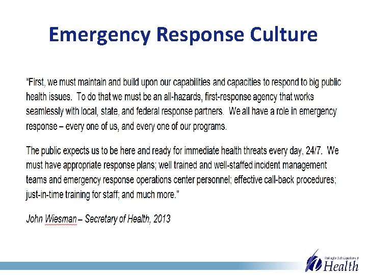 Emergency Response Culture 