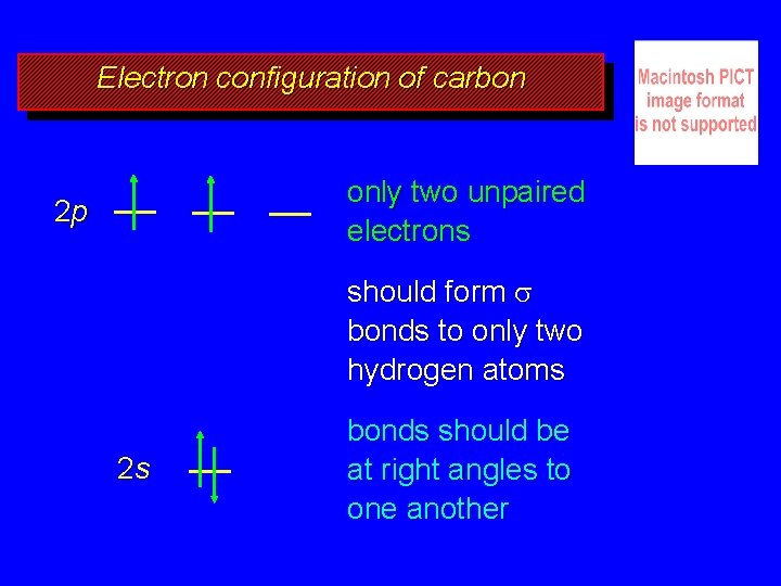 Electron configuration of carbon only two unpaired electrons 2 p should form s bonds