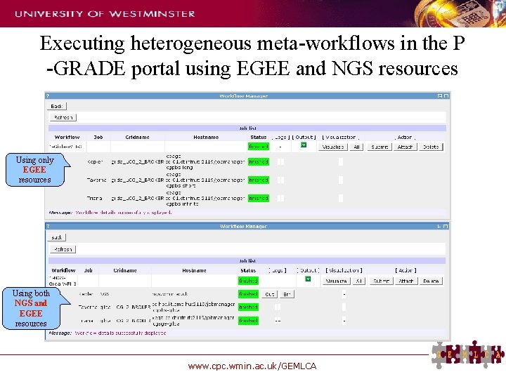 Executing heterogeneous meta-workflows in the P -GRADE portal using EGEE and NGS resources Using
